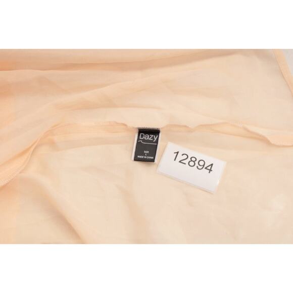 Dazy Retro Midi Prairie Dress Medium Sheer Chiffon Peach Cottagecore Romantic - Picture 11 of 11